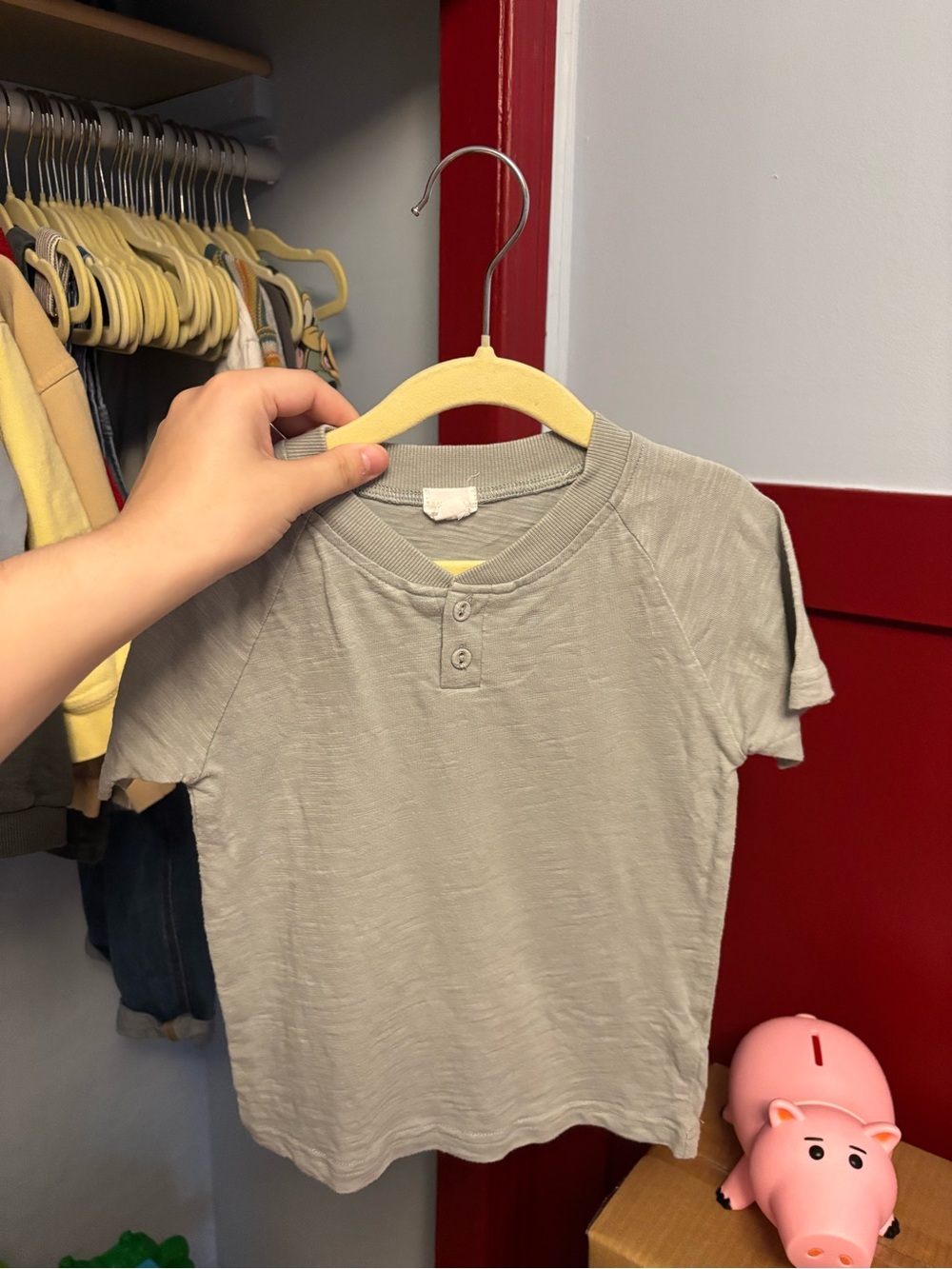 Jamie Kay Light Gray Short Sleeve Henley Tee